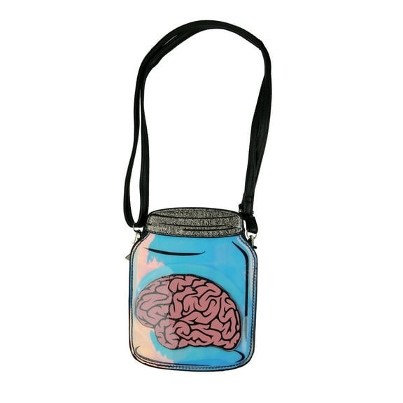 Sleepyville Critters Black and Blue Brain In a Jar Crossbody Body Purse Small