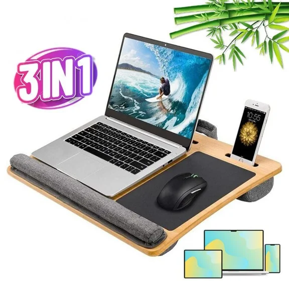 Portable Laptop Desk Portable Lap Bed Tray Adjustable Table Wooden Desk Tablet