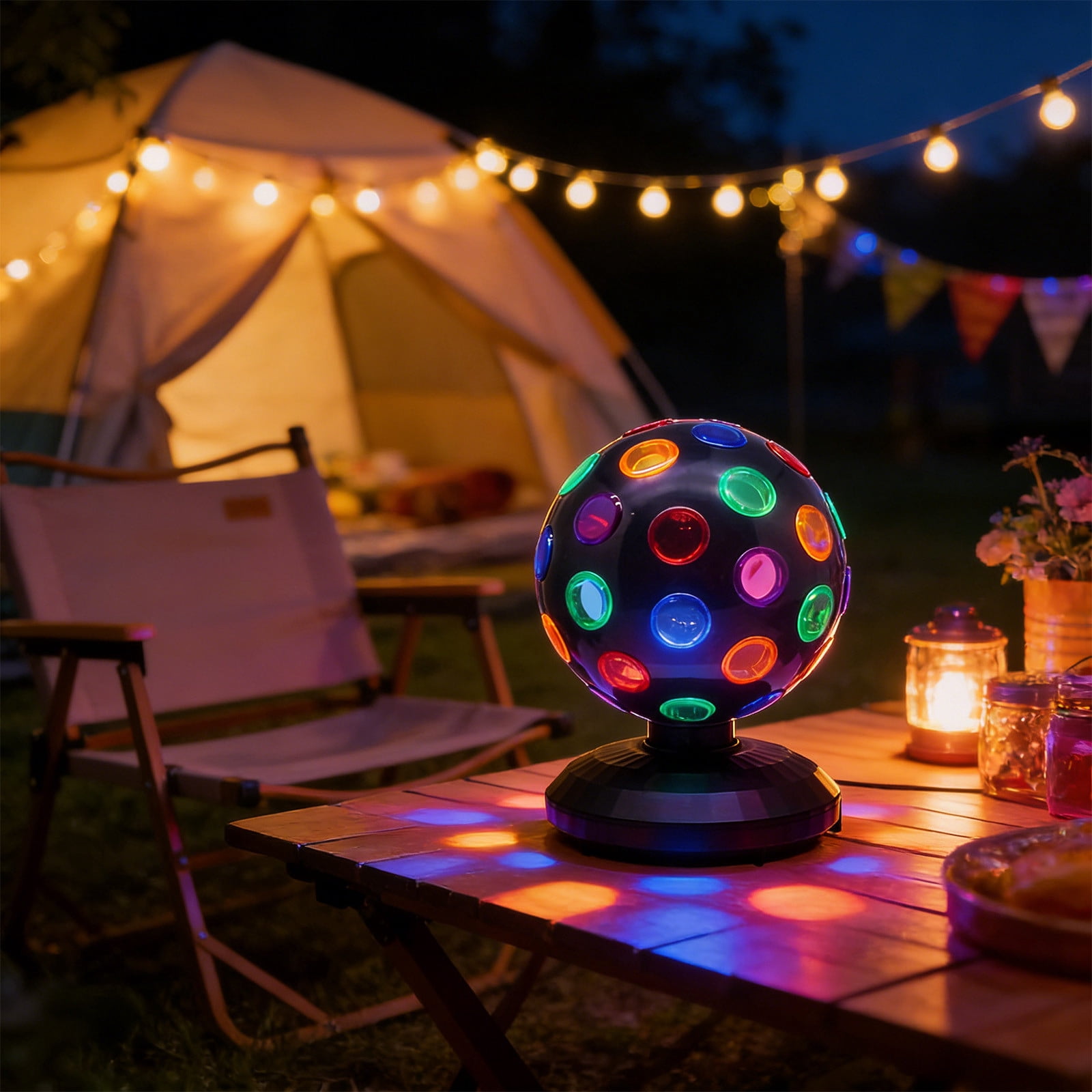 Lunxisen 2 Pcs Party Lights with Remote Control Colorful Rotating Stage Lighting for Home Decor Disco Dance Floor Atmosphere