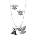 thumbnail image 1 of Delight Jewelry Silvertone Enamel Sitting Panda Silver tone Guardian Angel Charm Necklace and Stud Earrings, 1 of 4