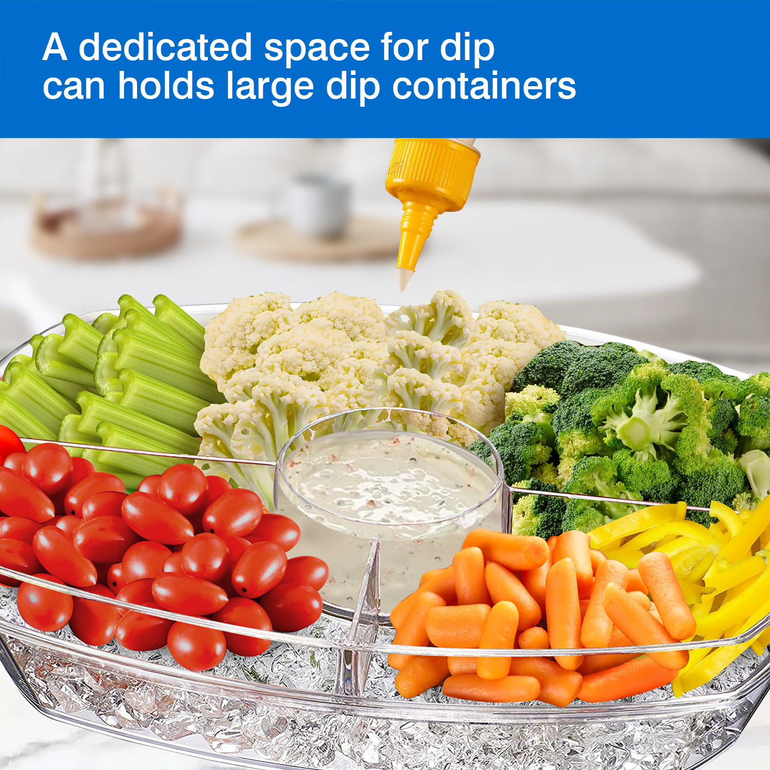 INNOVATIVE LIFE Appetizer Serving Trays on Ice with Lid, Chilled Serving Platters for Food, Veggie, Clear - image 5 of 8