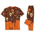 thumbnail image 5 of Family Matching Halloween Pajamas Set Skull Castle Short Sleeve Funny Pajamas Candy Pumpkin Spooky Wide Leg Pjs, Men:2XL, 5 of 5