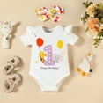 thumbnail image 6 of Newborn Baby Girl Summer Clothes Short Sleeve 1 Happy Birthday Romper Bodysuit Bow Shorts Headband 3Pcs Set Cute Outfits Kaprioy Baby Girl Outfits, 6 of 6