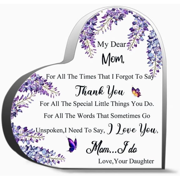 My Dear Mom I Love You Heart Acrylic Decoration Gift For Couple Parent Women Mom Husband Wife