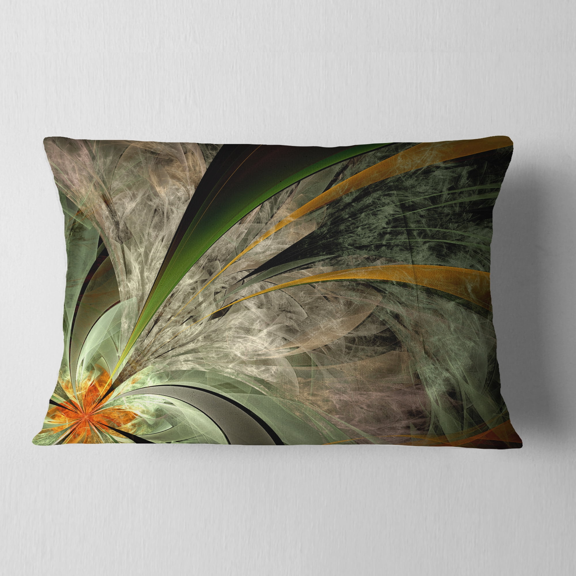 Designart 12" x 20" Contemporary, Modern Black Polyester Throw Pillow