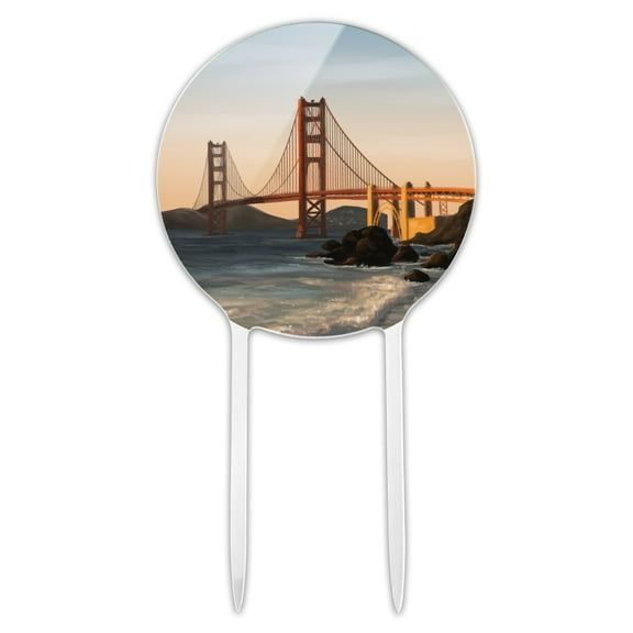 Acrylic Golden Gate Bridge San Francisco Cake Topper Party Decoration for Wedding Anniversary Birthday Graduation