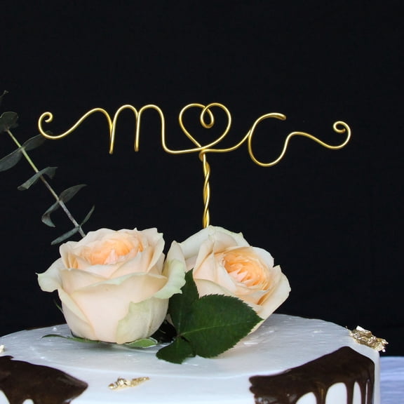 Personalized Wedding Cake Topper Custom Initials Mr and Mrs Cake Topper Gold Monogram Anniversary Topper