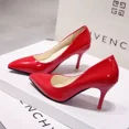 thumbnail image 1 of Zapatos de tacón alto de charol para mujer, calzado de boda, punta estrecha, Sexy, Color sólido, talla 44, 1 of 1