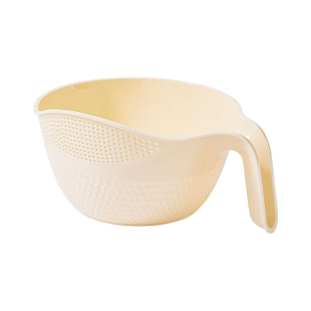 DOLITY Rice Washing Colander Home Fruit Vegetables Drain Basket Rice Washing Basket Beige