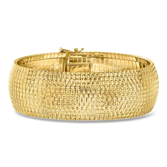 Ross-Simons Italian 18kt Gold Over Sterling Textured and Polished Omega Bracelet, Women's, Adult