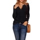 thumbnail image 1 of Sonducket Camiseta de mujer Blusa casual de manga larga con cuello en V de color sólido Prendas para la parte del cuerpo Negro SG Sonducket AP003436-04, 1 of 6