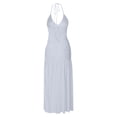 thumbnail image 6 of Laqbezok Sexy Bodysuit and Skirt 2 Piece Set for Women, Backless Halter V-Neck Top & High Slit Maxi Skirt Summer Outfit, Casual Beach Party Clubwear, Solid Color Vacation Dress, 6 of 7