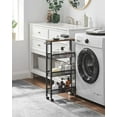 thumbnail image 3 of Slim Rolling Cart, 4-Tier Storage Cart, Narrow Cart with Handle, 5.1 Inches Deep, Metal Frame, for Kitchen, Dining Room, Living Room, Home Office, Rustic Brown and Classic Black ULRC032B01V1, 3 of 9