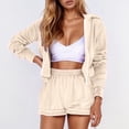 thumbnail image 2 of Women's Casual Hoodie Shorts Set Summer Athletic Wear Comfy Two Piece Outfit For Daily Campus, 2 of 2