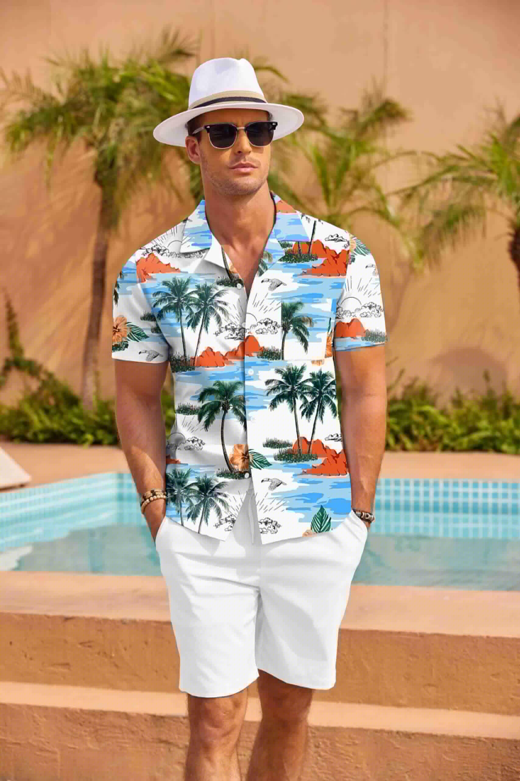 thumbnail image 4 of COOFANDY Hawaiian Shirt for Men Short Sleeve Button Down Shirt Men Vacation Shirts Beach Summer Shirts, 4 of 6