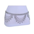 thumbnail image 6 of Women Silver Metal Chain Side Waves Belt Hip Waist Leaf Charm M L XL, 6 of 13