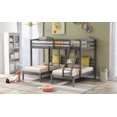 thumbnail image 3 of Euroco Full over Twin & Twin Bunk Bed, Wood Triple Bunk Bed for Kids' Room, Gray, 3 of 11