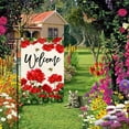 thumbnail image 2 of Spring Summer Geranium Welcome Garden Flag Double Sided Summer Bee Red Floral Small Burlap Yard Flag House Seasonal Outside Outdoor Decoration 12 x 18 Inch, 2 of 5