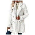 thumbnail image 2 of DPTALR WomenS Winter Lapel Long Sleeve Plush Button Warm Coat Long, 2 of 6