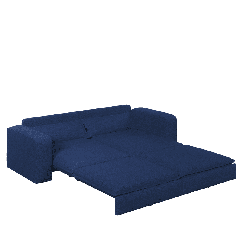93" King Size Sleeper Sofa Bed, 3-in-1 Convertible Pull Out Couch, Chaise Lounge, Sherpa Fleece 3-Seater Upholstered Sofa with 2 Lumbar Pillows for Living Room, Apartment, and Office