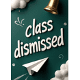 thumbnail image 4 of Chalkboard Style Class Dismissed Banner with Clouds Paper Plane and Bell Backdrop Party Decorations for School Events Graduation Celebrations End of Semester Parties and Classroom Decor, 4 of 4