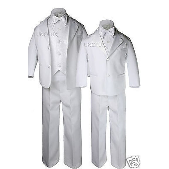 White Baby Toddler Kid Boy Wedding Baptism Formal Party Tuxedo Suit sz S M L-20