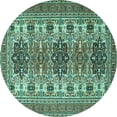thumbnail image 1 of Ahgly Company Machine Washable Indoor Round Persian Turquoise Blue Traditional Area Rugs, 5' Round, 1 of 4