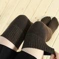 thumbnail image 5 of NTACZA Brown Women Socks Cotton Fleece Lined Thigh High Socks Warm Isulated Women Extra Long Stockings, 5 of 8