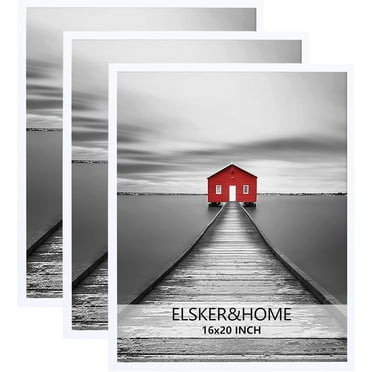 ELSKER&HOME 16x24 Poster Frame 3 Pack, White Picture Frame for Horizontal or Vertical Wall Mounting, Sturdy and Scratch-proof