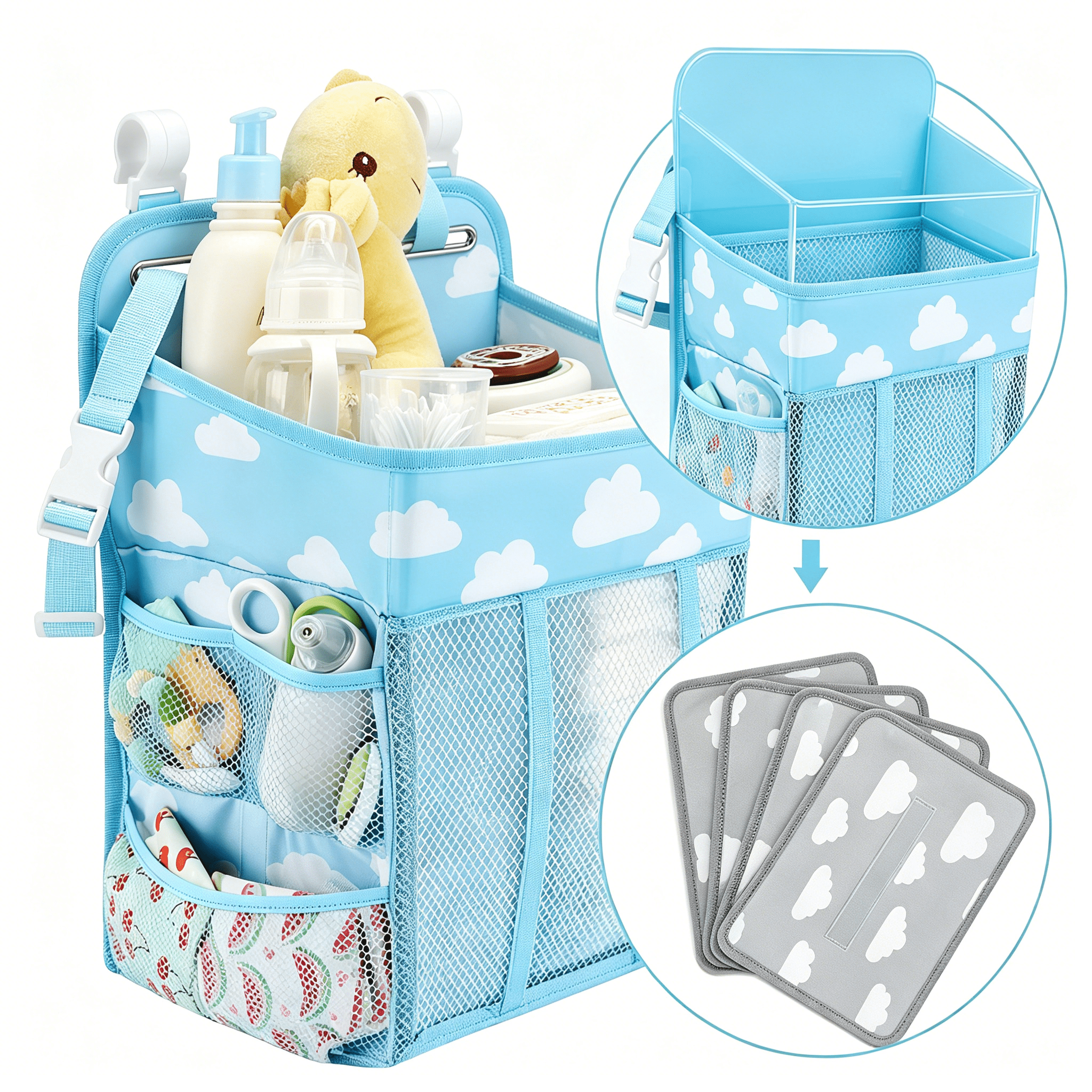 XIBUFE 2026 New Hanging Baby Diaper Caddy Organizer,Diaper Stacker,Baby Crib Hanging Classified Storage Bag Organizer for Changing Table,Crib,Playard Or Wall&Nursery Organization