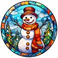 thumbnail image 1 of (B7127) Pintura Cristal Muñeco Nieve Navidad Serie Navideña Resina 30*30CM, 1 of 9