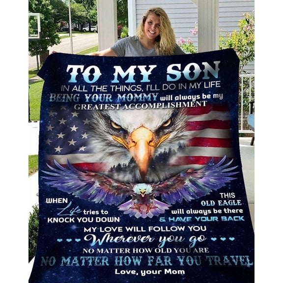 To My Son My Love Will Follow You Wherever You Go Fleece Blanket Home Decor Bedding Couch Sofa Soft And Comfy Cozy, 30x40in Fleece Blanket