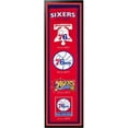 thumbnail image 1 of Encore Select 109-84 Philadelphia 76ers Logo History Felt Banner - 14 x 37 in., 1 of 1