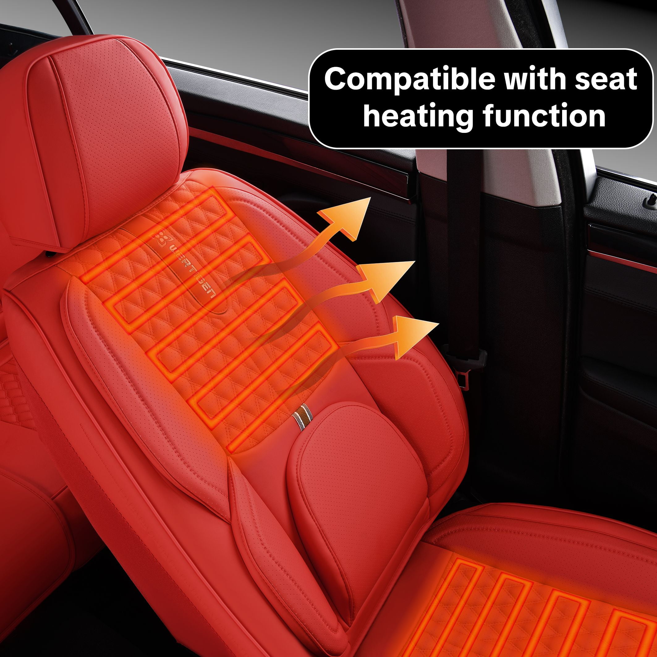 2011-2026 Car Seat Cover for Mitsubishi Outlander Sport, Red Car Seat Covers, Leather, 5 Seats Full Set, With Lumbar Support, Anti-Slip, Suitable for All Seasons, Beautify the Interior of Old Cars