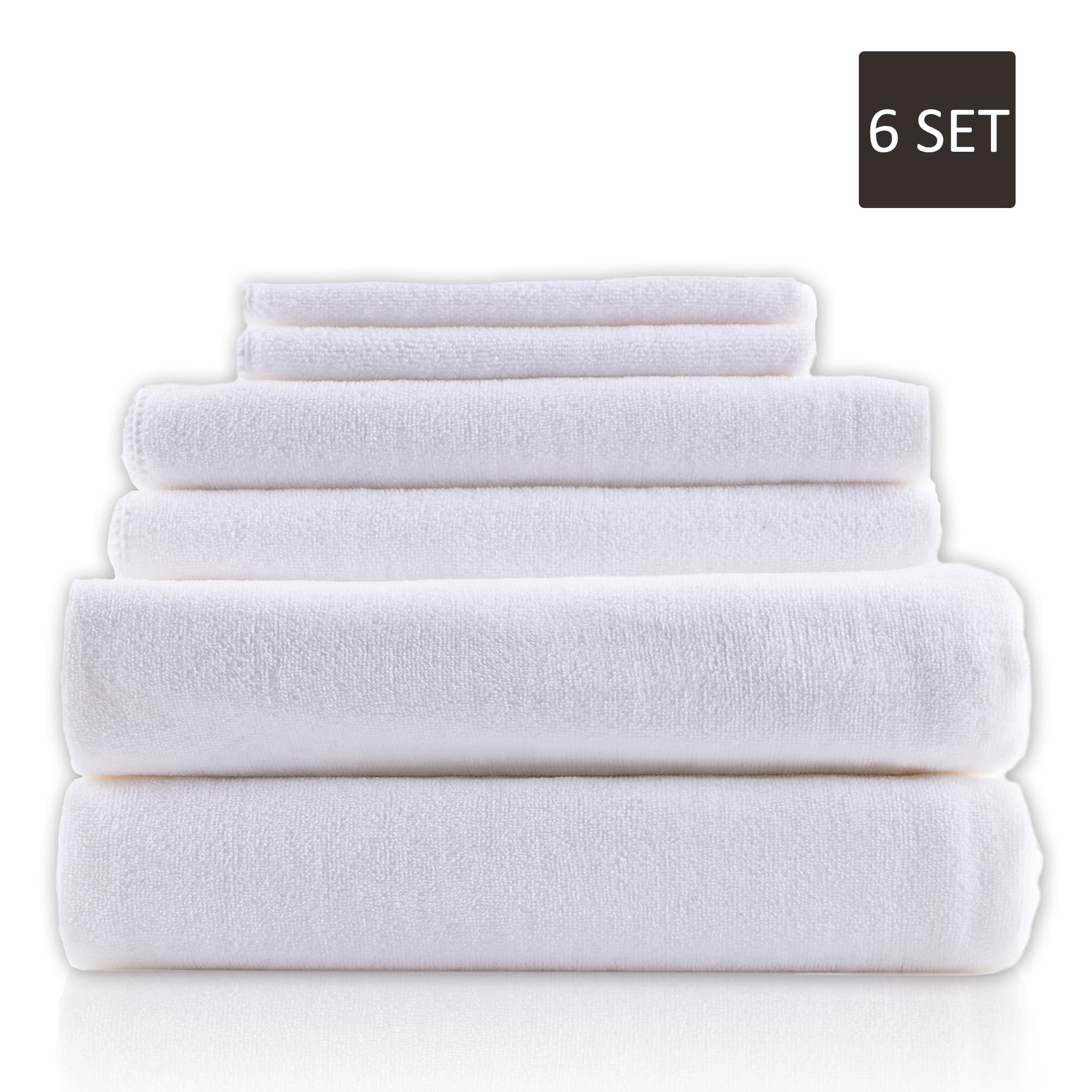 Microfiber Towel Set 6 Piece Soft Ultra Absorbent and Fast Drying