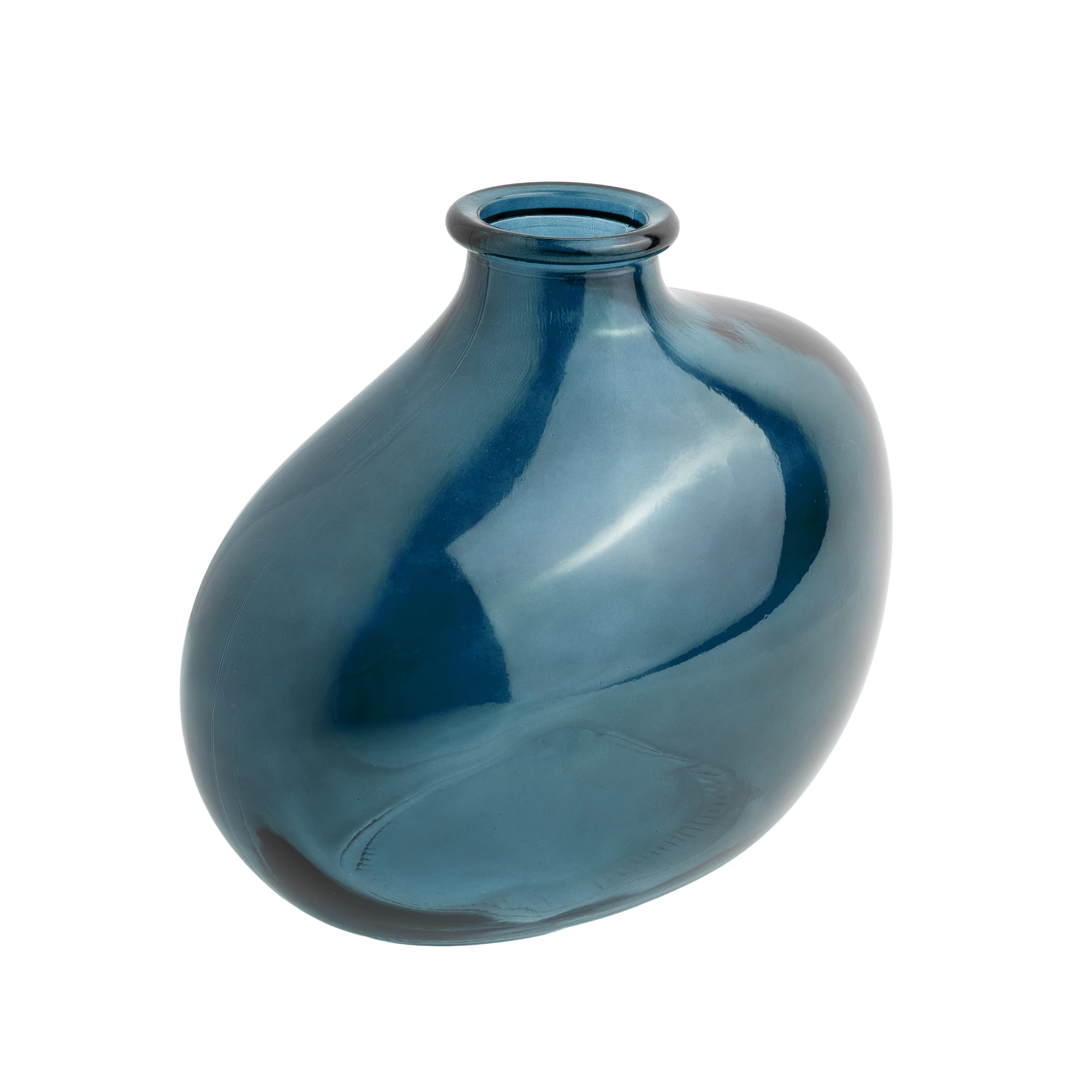 Mainstays Corsair Blue Glass Decorative Vase, 7.3 in