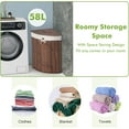 thumbnail image 3 of RONG-3 Corner Laundry Hamper with Lid, 58 L Bamboo Laundry Basket with Removable Liner & Handle, Triangle Clothes Hamper for Small Spaces, Bedroom, Bathroom, Laundry & Living Room ,Brown, 3 of 9