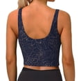 thumbnail image 3 of Lsque Copper-Gold Gloss Outline Navy Dark Blue Printed Women'S Sports Bra, Compression, Moisture Wicking, High-Impact Sports Bra For Women,Supportive sports bra-Medium, 3 of 9