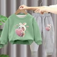 thumbnail image 2 of Little Girl Boys Fall Winter Clothes Outfits Infant Hoodie Sweatshirt Pants Toddler Newborn Baby Girl Boys Clothing Set Green 6-7 Years, 2 of 3