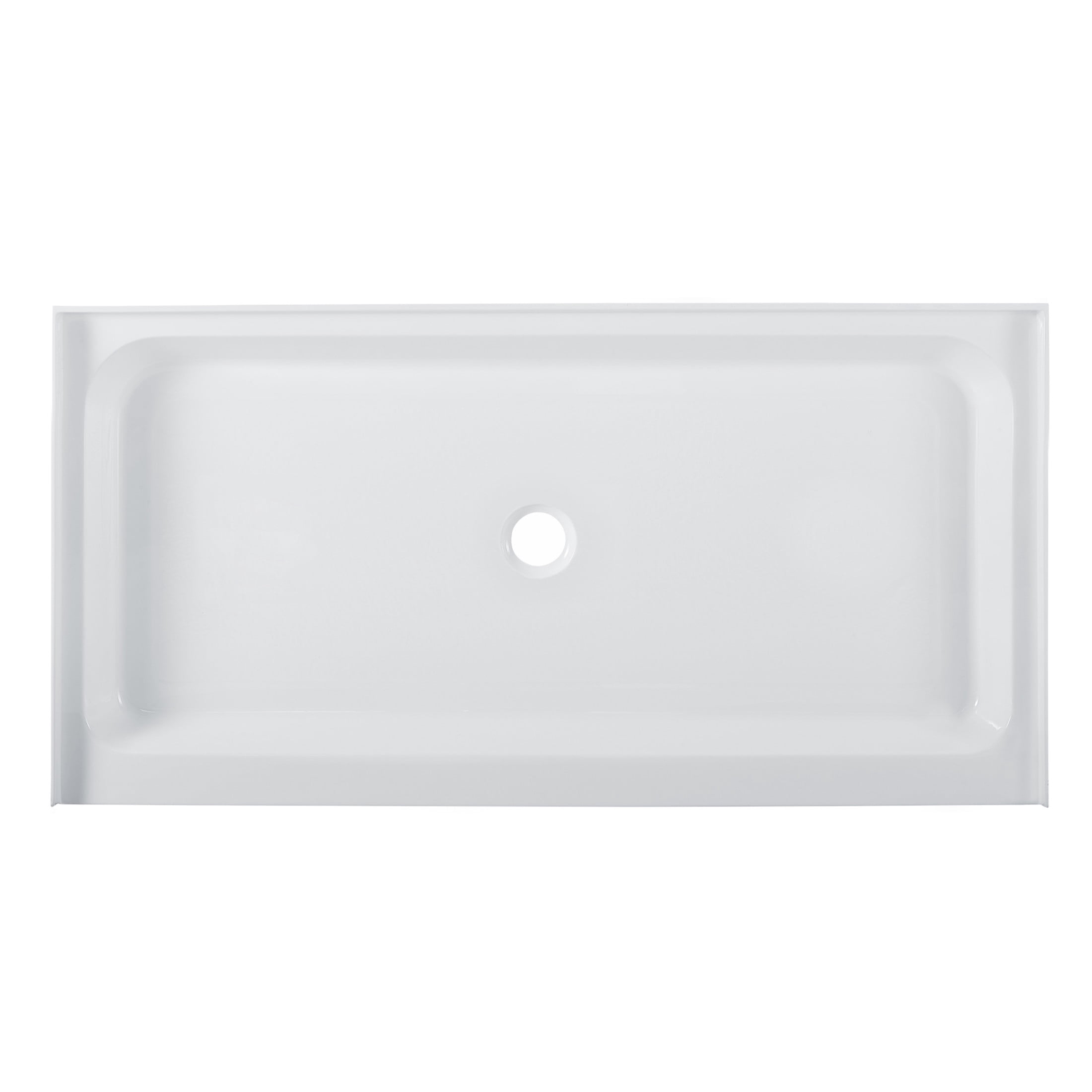 Voltaire 60" x 30" Acrylic White, Single-Threshold, Center Drain, Shower Base