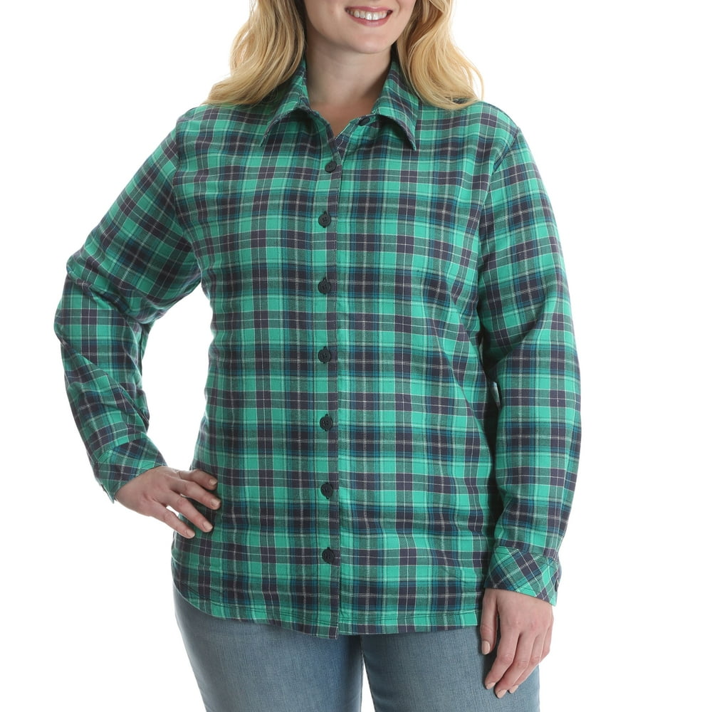 Lee Riders - Women's Plus Fleece Lined Flannel Shirt - Walmart.com ...