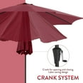 thumbnail image 5 of Patio Umbrella, 9-Feet Outdoor Table Market Umbrella with 8 Ribs and Push Button Tilt and Crank, for Garden Beach Deck, Dark Red, 5 of 8