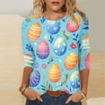 thumbnail image 2 of successthop Bunny Shirts for Women Bunny Casual 3/4 Sleeve Holiday T Shirts Crewneck Top Loose Spring Vacation Clothes S, 2 of 5