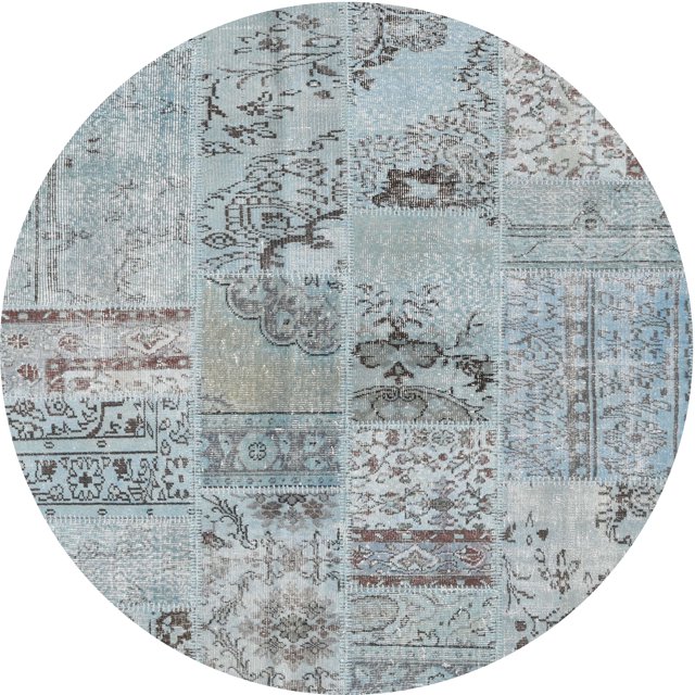 Ahgly Company Tapis d'Intérieur Ronds en Patchwork Gris Argent Contemporain, Ronds de 3'
