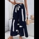 thumbnail image 5 of Pantalones para Mujer, Estampado Bohemio, Pierna , Cintura Alta, Holgados, con Cordón y Bolsillos, Informales, Verano 2025. Azul Marino S, 5 of 9