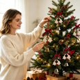 thumbnail image 4 of Qjidjing Christmas Tree Ornaments, Xmas Hanging Wind Chime Pendants with Red Bow, for Xmas Tree, Front Door, Car Interior Decor, 4 of 6