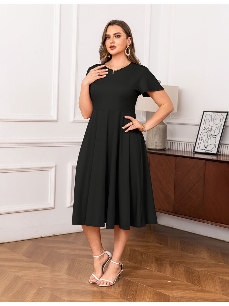 chinese dress ladies A-Line Black Midi Dress, M main image 1