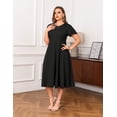 thumbnail image 3 of a.Jesdani Womens Plus Size Dresses Flutter Sleeve A-Line Midi Dress Wedding Guest Dress Black 2X, 3 of 14