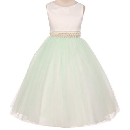 BNY Corner - Flower Girl Dress Ivory Satin Bodice Illusion Material ...