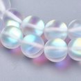 thumbnail image 3 of Synthetic Moonstone Beads Strands Holographic Beads Round Frosted Clear 6mm Hole: 1mm about 64pcs/strand 15.3 inch(39cm), 3 of 3